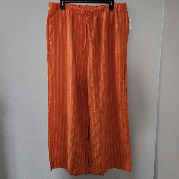 Old Navy Pants - Old Navy Orange Linen Wide-Leg Pants Size Large